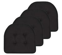 Sweet Home Collection Cuscino per sedia Memory Foam Pad trapuntato antiscivolo in gomma antiscivolo posteriore a forma di U 43,2 x 40,6 cm, 4 pezzi, nero