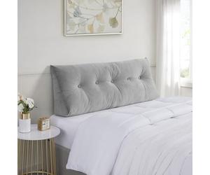 Sweet Home Collection Cuscino per testiera letto queen - Cuscino a cuneo per testiera - Grande e versatile cuscino triangolare per supporto lettura, queen - 150 cm, grigio