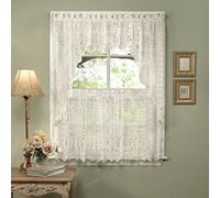 Sweet Home Collection Heavy Lace Kitchen Curtain Swag Pair, Crema