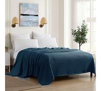 Sweet Home Collection Home 100% Cotone fine Cesto Intrecciato, Coperta, Grigio Scuro, Navy, Full/Queen