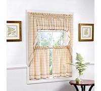 Sweet Home Collection Home Kitchen Curtain Set, Swag Pair, Tier Pair, Toast, 36" Valance Set