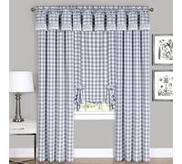 Sweet Home Collection Kitchen Window Curtains Tier, Swag, or Valance Design Decorativo a Quadri di Bufalo, Cotone e Poliestere, Grigio, W 11" x L 11" (1 Panels)