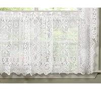 Sweet Home Collection Kitchen Window Curtains Tier, Swag, or Valance Pannelli velati con Tasca per Asta, Stili e Stampe Unici, Poliestere, Hopewell Bianco, W 2" x L 9" (1 Panels)