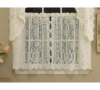 Sweet Home Collection Kitchen Window Curtains Tier, Swag, or Valance Pannelli velati con Tasca per Asta, Stili e Stampe Unici, Poliestere, Hopewell Crema, W 2" x L 9" (1 Panels)