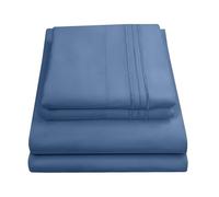 Sweet Home Collection Lussuoso set di biancheria da letto con lenzuolo piatto, lenzuolo con angoli, 2 federe, in microfibra, denim, queen size