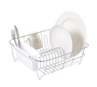Sweet Home Collection Metal 2 Piece Dish Drying Rack Set Drainer with Utensil Holder Simple Easy to Use Fits in Most Sinks 145
