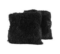 Sweet Home Collection Plush Pillow Faux Fur Soft and Comfy Throw Pillow (2 Pack), Black