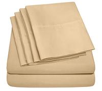 Sweet Home Collection Queen Gold, set di lenzuola con angoli profondi in microfibra spazzolata fine a 1500 fili, 6 pezzi, 2 federe extra, colore: cammello