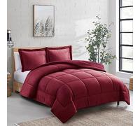 Sweet Home Collection Queen - Set di biancheria da letto in pile Sherpa, 3 pezzi, con morbida texture Sherpa e federe coordinate per un comfort supremo per camera da letto, matrimoniale, rosso