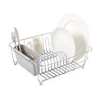 Sweet Home Collection Set di 2 scolapiatti con portautensili semplice e facile da usare, adatto alla maggior parte dei lavelli, 36,8 x 33 x 13,3 cm, argento (confezione da 12)