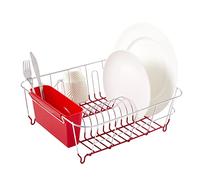 Sweet Home Collection Set di 2 scolapiatti con supporto per utensili, facile da usare, adatto alla maggior parte dei lavelli, 36,8 x 33 x 13,3 cm, rosso (confezione da 12)