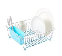 Sweet Home Collection Set di 2 scolapiatti e portaposate, con rivestimento in gomma, organizer salvaspazio da cucina per piatti, tazze, ciotole e utensili nel lavandino, turchese