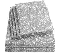Sweet Home Collection Set di 6 lenzuola in microfibra fine a 1500 fili, con tasche profonde extra per cuscini, colore grigio paisley