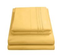 Sweet Home Collection Set di Biancheria da Letto di Lusso con Lenzuolo con Angoli, 2 federe, in Microfibra, Giallo, Queen Size