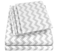Sweet Home Collection Set di federe extra in microfibra con tasca profonda, colore grigio a zigzag, completo
