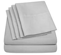 Sweet Home Collection Set di federe in microfibra con tasca profonda extra per cuscini, doppie, spazzolate, argentate, corte