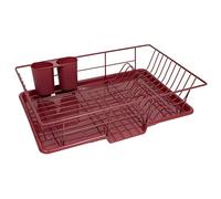 Sweet Home Collection - Set in metallo da 3 con scolapiatti, sgocciolatoio e porta utensili, 30,5 x 48,3 x 12,7 cm, bordeaux