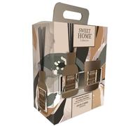 Sweet Home Collection Set Regalo Soffio D'ambra Profumatore Ambiente Con Bastoncini in Fibra 100 Ml e Candela Profumata 110 Gr