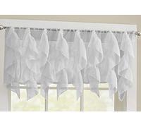 Sweet Home Collection Veritcal - Tenda da cucina a cascata trasparente, con volant, mantovana a scelta con kit da 61 cm o 91,4 cm, motivo: argento