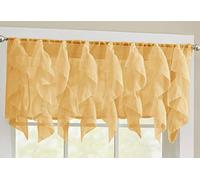 Sweet Home Collection Veritcal - Tenda da cucina a cascata trasparente, con volant, mantovana a scelta con kit da 61 cm o 91,4 cm, cammello