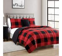 Sweet Home Collection Warmth Down Alternativa Reversibile a Tinta unita con 2 Shams & Throw Cuscino, Borgogna/Nero, King