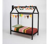Sweet Home From Wood Letto a casetta in stile Montessori in legno massello, Struttura letto per bambini (Nero, 190x120cm)