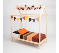 Sweet Home From Wood Letto a casetta in stile Montessori in legno massello, Struttura letto per bambini (Legno di pino, 190x120cm)