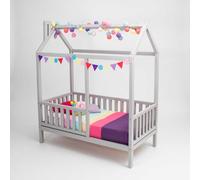Sweet Home From Wood Letto Montessori, letto casetta per bambini piccoli, letto capanna per bambini (Grigio, 190x120cm)