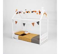 Sweet Home From Wood Struttura letto a terra con testiera, Struttura letto a casetta per bambini, Struttura casetta (Bianco, 200x140cm)