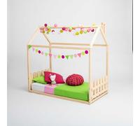 Sweet Home From Wood Struttura letto a terra con testiera, Struttura letto a casetta per bambini, Struttura casetta (Legno di pino, 190x120cm)