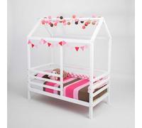 Sweet Home From Wood Struttura letto in legno, struttura letto Montessori, letto a forma di casa, letto in legno, struttura letto per adolescenti (Bianco, 190x120cm)