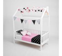 Sweet Home From Wood Struttura letto per bambini in legno massello, Struttura letto, Letto a casetta (Bianco, 190x135cm)