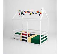 Sweet Home From Wood Struttura per letto a terra per bambini, Letto a forma di casetta, Struttura per letto in stile Montessori (Bianco, 190x120cm)