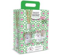 Sweet Home Mediterranea Set Regalo Oleandro Rosa Profumatore Ambiente Con Bastoncini in Fibra 100 Ml e Candela Profumata 110 Gr