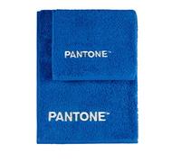SWEET HOME Pantone™ - Set di Asciugamani 1+1 composto da Ospite 40x50cm + Viso 50x100cm Con Ricamo Pantone™, Certificato Oeko Tex, Blu