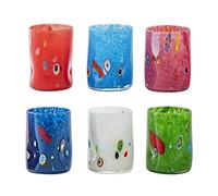 SWEET HOME Set 6 Bicchieri Acqua Murano in Vetro Colori Assortiti cl 28 cod.BC02700LU cm 10,5h diam.7,6 by Varotto & Co.