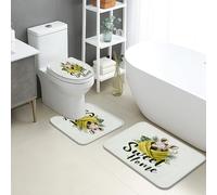 Sweet Home - Set di 3 tappetini da bagno con motivo a righe, motivo a foglie, assorbente, antiscivolo, lavabili, decorazione primaverile, ad asciugatura rapida, in memory foam