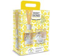 Sweet Home Mediterranea Set Regalo Elicriso Italico Profumatore Ambiente Con Bastoncini in Fibra 100 Ml e Candela Profumata 110 Gr
