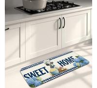 Sweet Home, Tappetini da cucina per pavimento, blu, ortensia vintage, rustici, morbidi, imbottiti, confortevoli, lavabili, antiscivolo, decorativi, per lavelli da cucina, lavanderia e bagno, 40 x 119