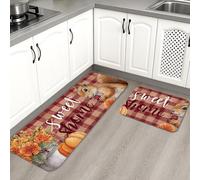 Sweet Home, Tappetini da cucina per pavimento, motivo rustico a scacchi, morbidi, imbottiti, confortevoli, lavabili, antiscivolo, decorativi, per lavelli da cucina, lavanderia, bagno, 2 pezzi