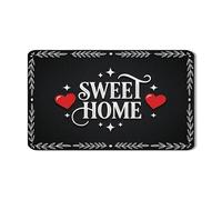 Sweet Home, tappetino scolapiatti per bancone della cucina, tappetino scolapiatti in gomma assorbente con motivo a cuori neri, comodo tappetino rustico per cucina, bar, 30,5 x 50,8 cm