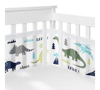 Sweet Jojo Designs + BreathableBaby Blu Verde Moderno Dinosauro Ragazzo Traspirante Mesh Culla Liner Anti-Bumper Bambino Neonato Turchese Navy Mod Dino Dinosauri Preistorico Boho Bohemian Grigio e