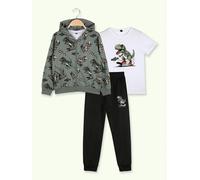 Sweet Junior Completo tuta da bambino dinosauri 3 pezzi con cappuccio e zip - mi