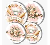 Sweet Kitchen - Set di 4 coperture rotonde in metallo per fornello elettrico, 20,3 cm e 25,4 cm, copertura per fornello a gas, decorazione per la sala da pranzo, decorazione per la casa, decorazione