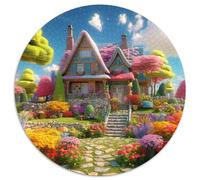 Sweet LandscapeJigsaw Puzzle 1000 Piece for Adults Round Log CabinCreative Challenging Family Decorations1000pcs (67.5x67.5cm)