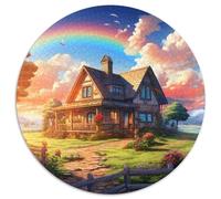 Sweet LandscapeJigsaw Puzzles 1000 Piece for Adults Kids Round Log CabinCreative Challenge Toys Gift1000pcs (67.5x67.5cm)