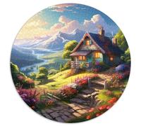 Sweet LandscapeJigsaw Puzzles 1000 Piece for Adults Kids Round Log CabinCreative Challenging Family Decorations1000pcs (67.5x67.5cm)