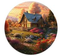 Sweet LandscapeJigsaw Puzzles 1000 Pieces for Adults Round Log CabinCreative Challenging Toys Gift1000pcs (67.5x67.5cm)