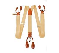 Sweet Leaf Bretelle Beige di alta qualità completamente Regolabili - 3 Clip o 6 Bottoni (personalizzabili)- Forma di Y - Classiche, Eleganti e Moderne