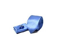 Sweet Leaf Cravatta da uomo, Fazzoletto da Taschino e Gemelli Azzurro - 100% seta - Classico, Elegante e Moderno - (Confezione Regalo, ideale per un matrimonio, con un abito, in ufficio...)